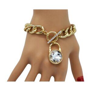 New Classy Women Gold Metal Chain Bracelet Elegant Lock Charm Fashion Jewelry